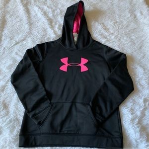 Black and Pink Under Armour hoodie Size YXL